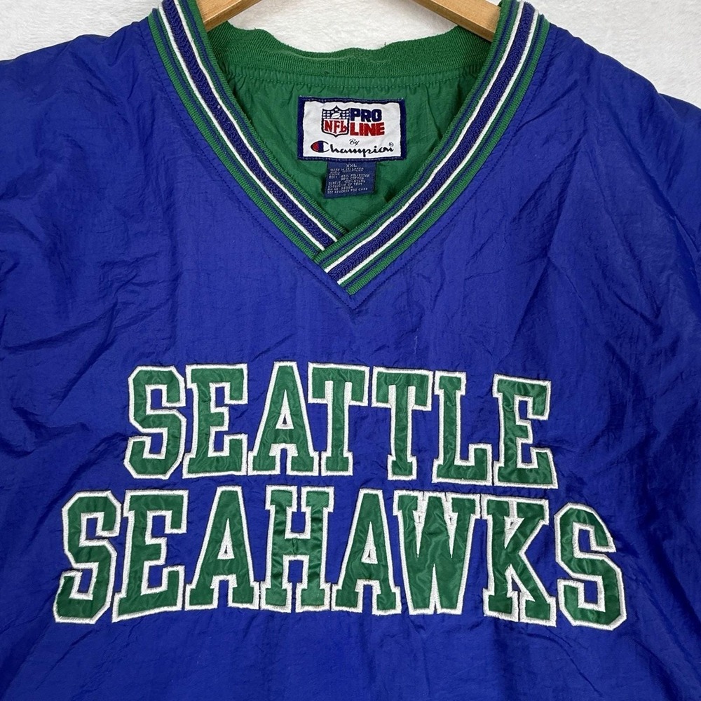 93-94's Seattle SEAHAWKS Vintage/ NFL Football Pro Line Windbreaker CHAMPION 2XL - Picture 4 of 9